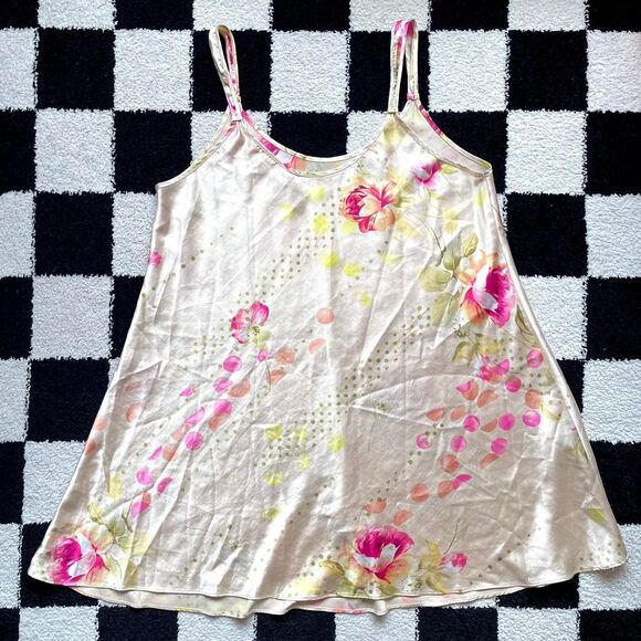 Oscar de la Renta Peach Floral Slip L - Picture 2 of 4